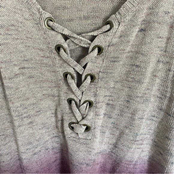 American Eagle Plum Ombré Lace-Up Sweater Size Large - Picture 5 of 5